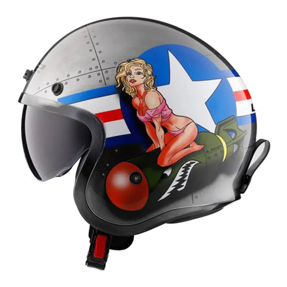 CAPACETE LS2 SPITFIRE BOMB RIDER BRUSHED ALLOY - Imagem 2